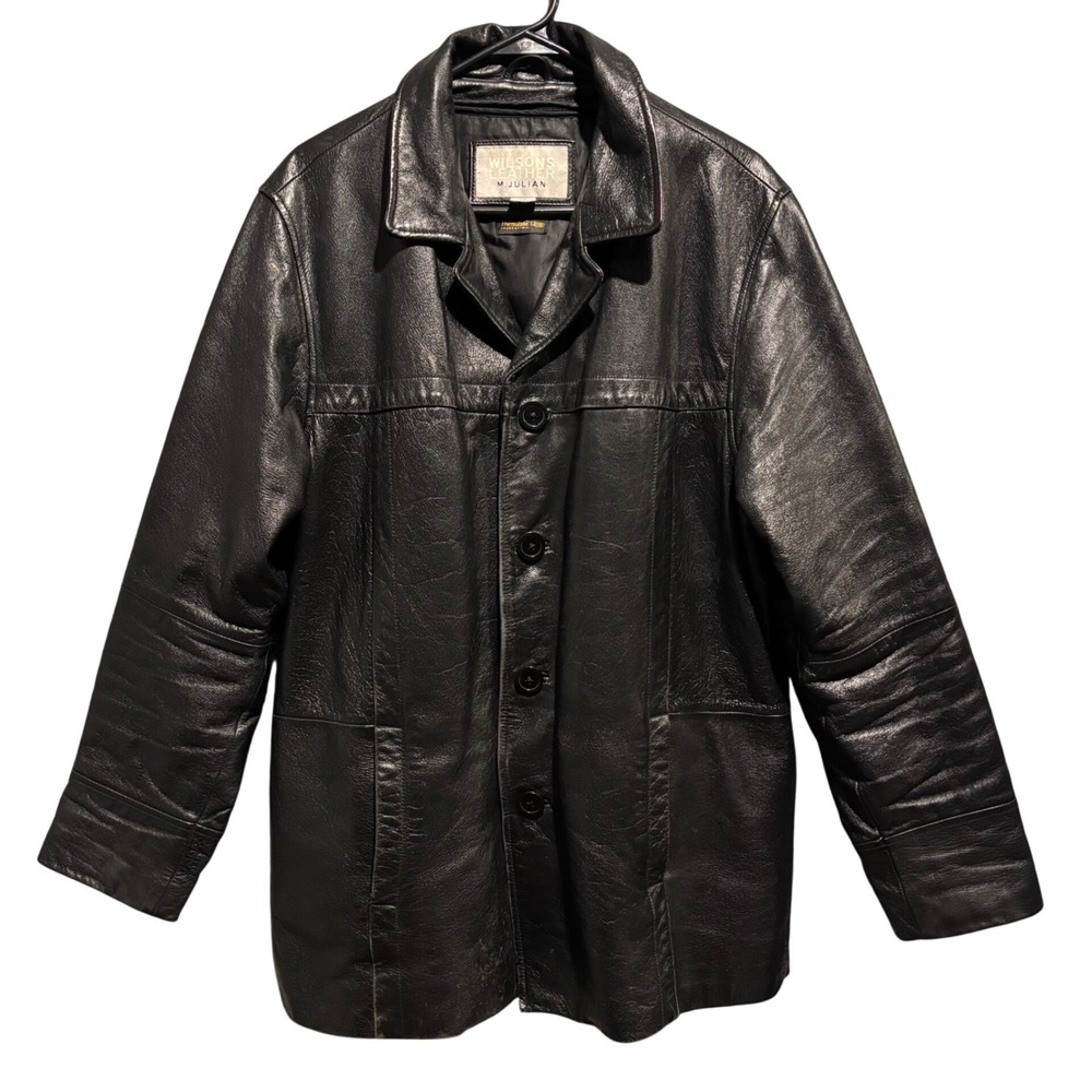 Wilsons Leather M Julian Mens Medium Black Leather Car Coat Thinsulate Insulated